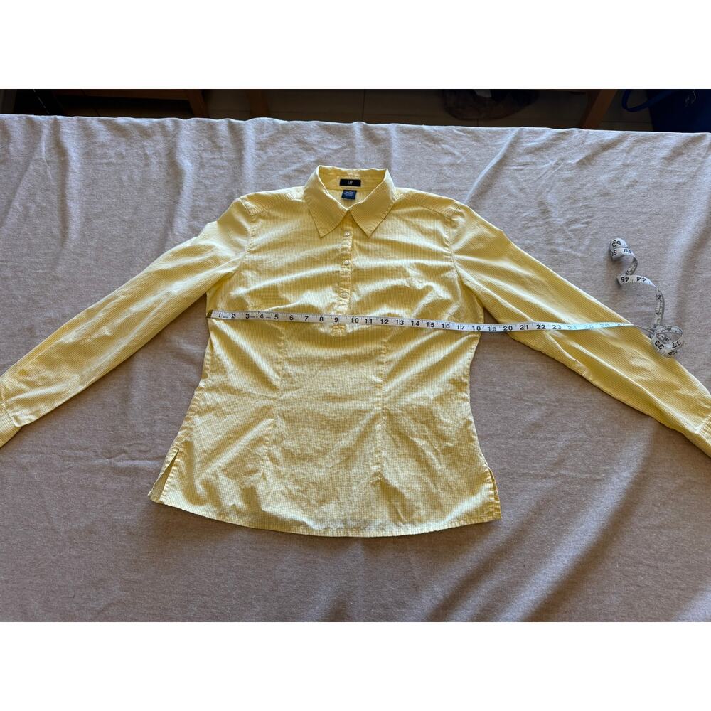 Gap Button Blouse Yellow Gingham Tailored Women's… - image 4